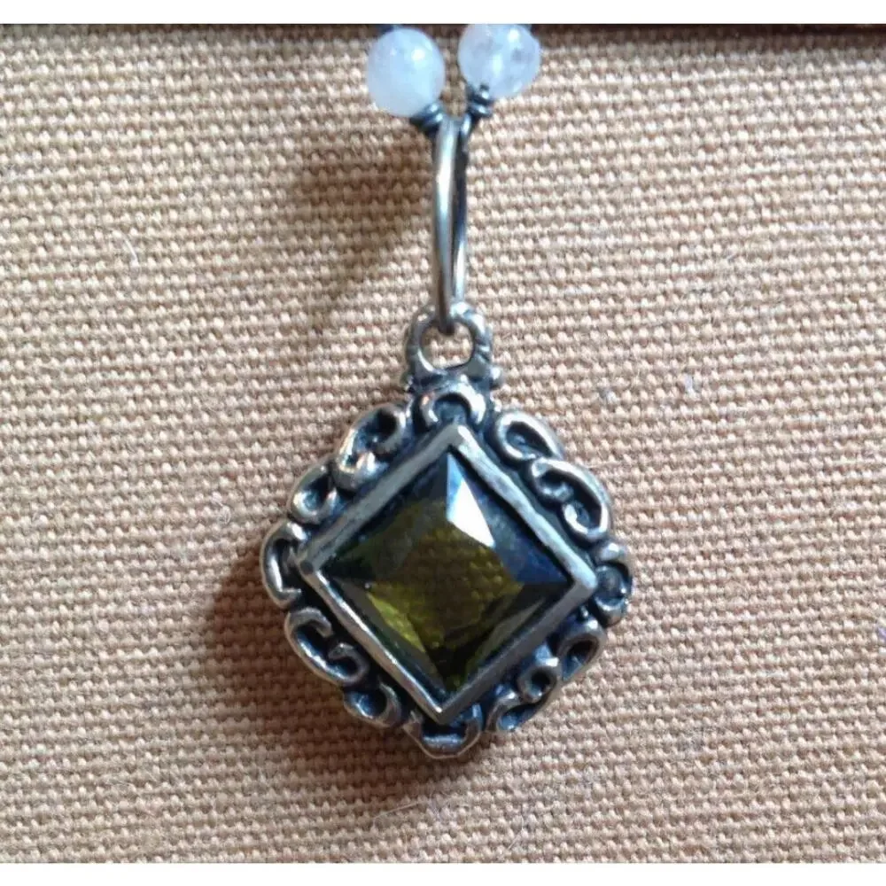 Love Heals Olive Green Prism Mirror Charm White Bronze Ojai CA LH33